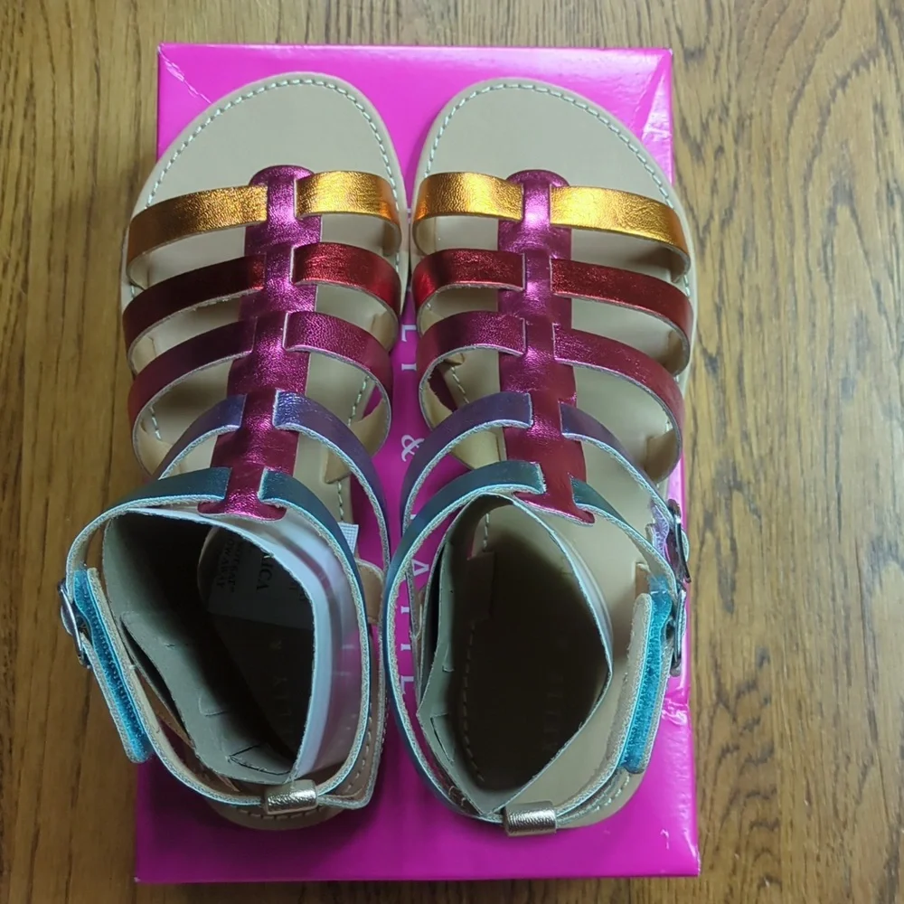 NIB Kelly & Katie Chloe Gladiator Rainbow Sandal Kids Size 5